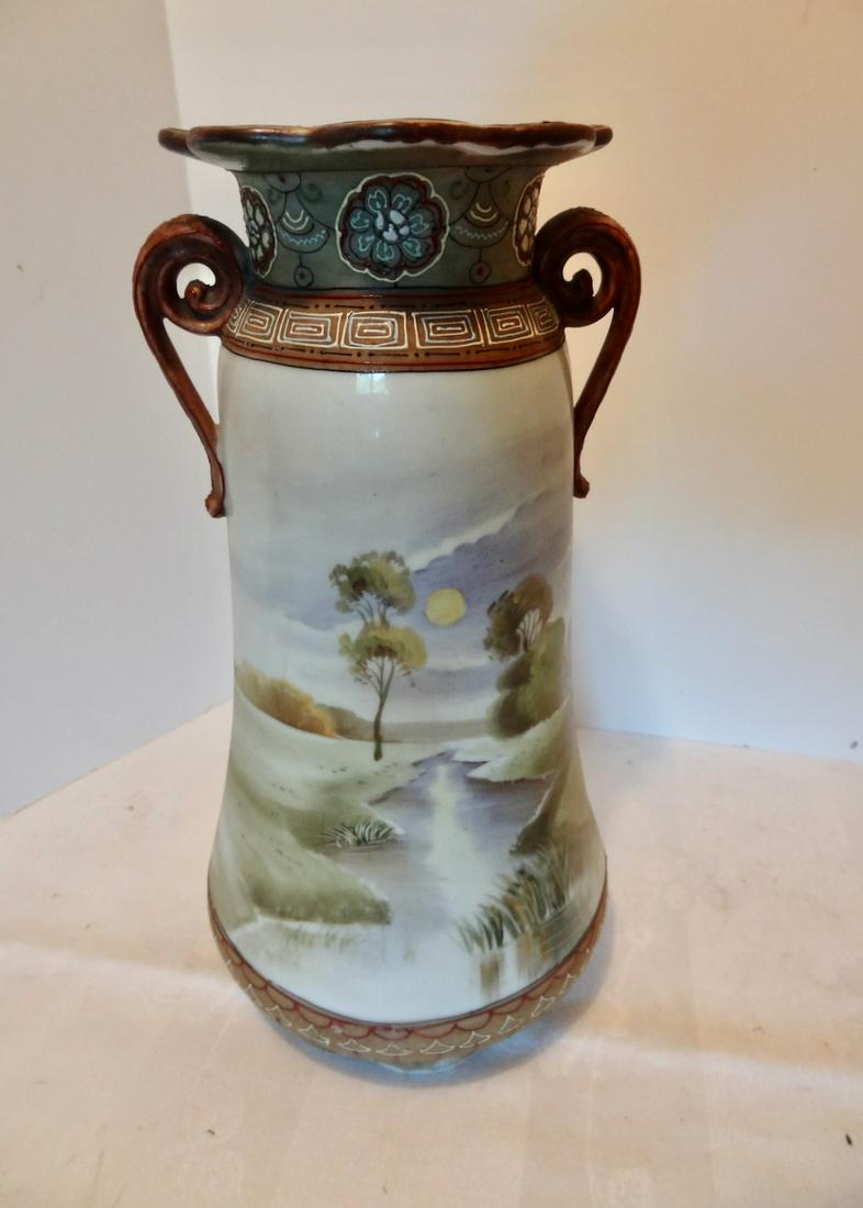 Large Nippon Vase: 12" Tall with Scene on Both Back and Front