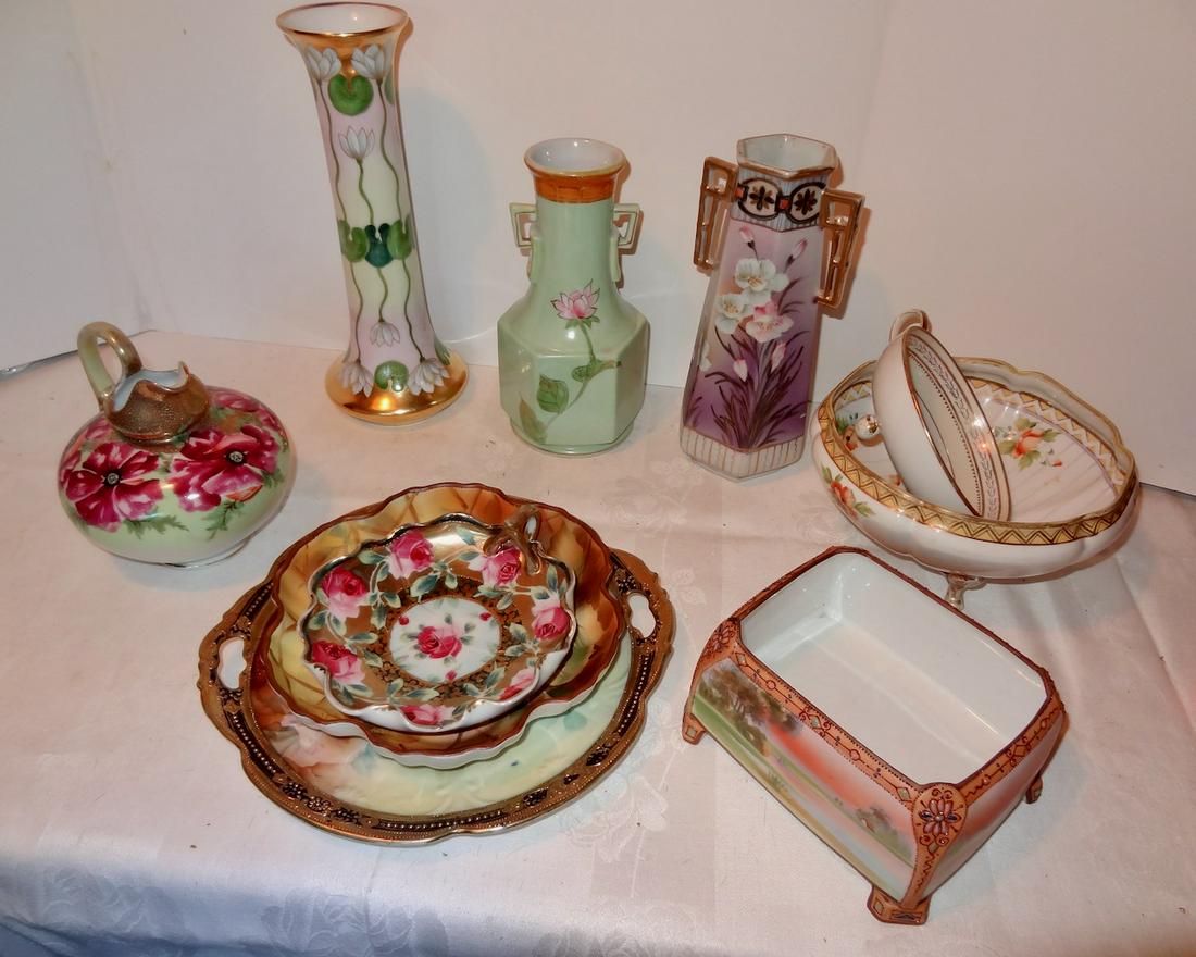 10 Pieces of Miscellenous Nippon: Tallest Vase 12" Tall