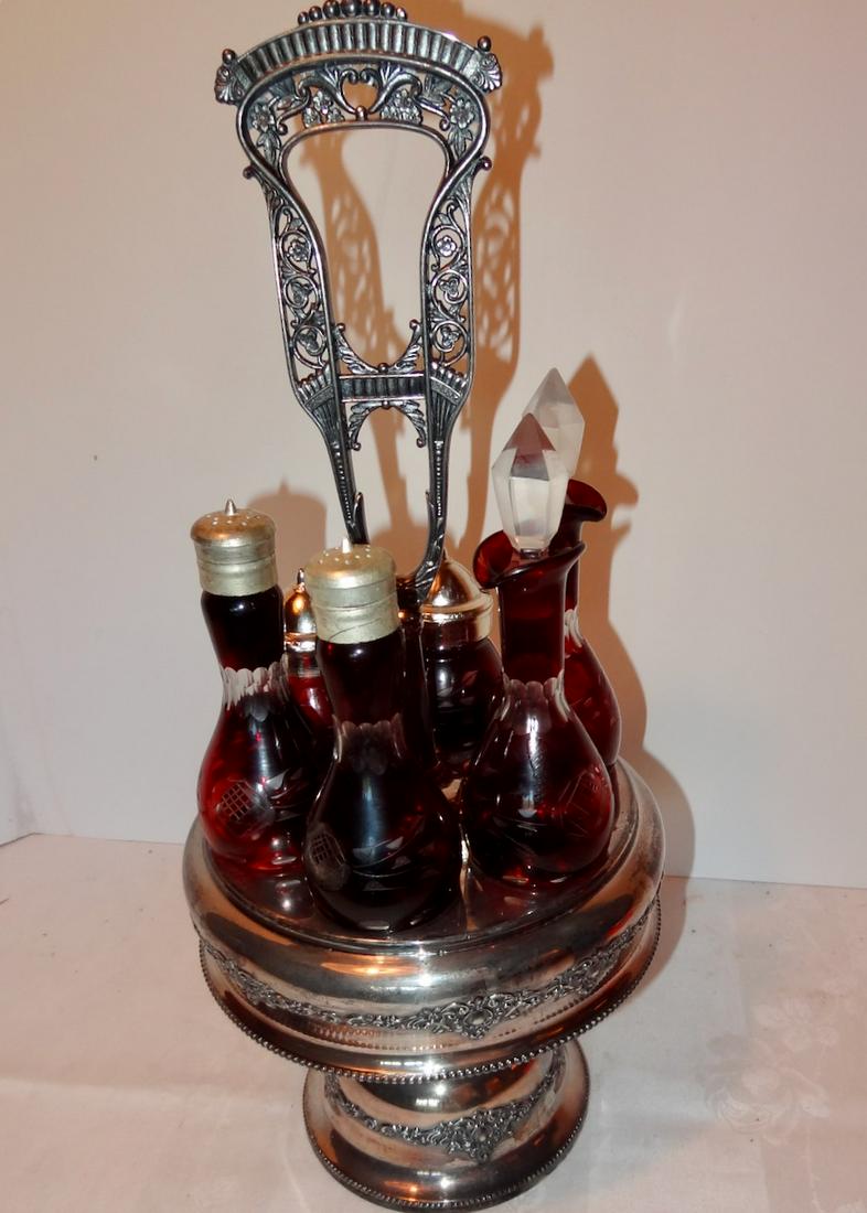 Ruby Cut Glass Victorian Caster Set - Jul 26, 2020 | Danny's Auction in MN