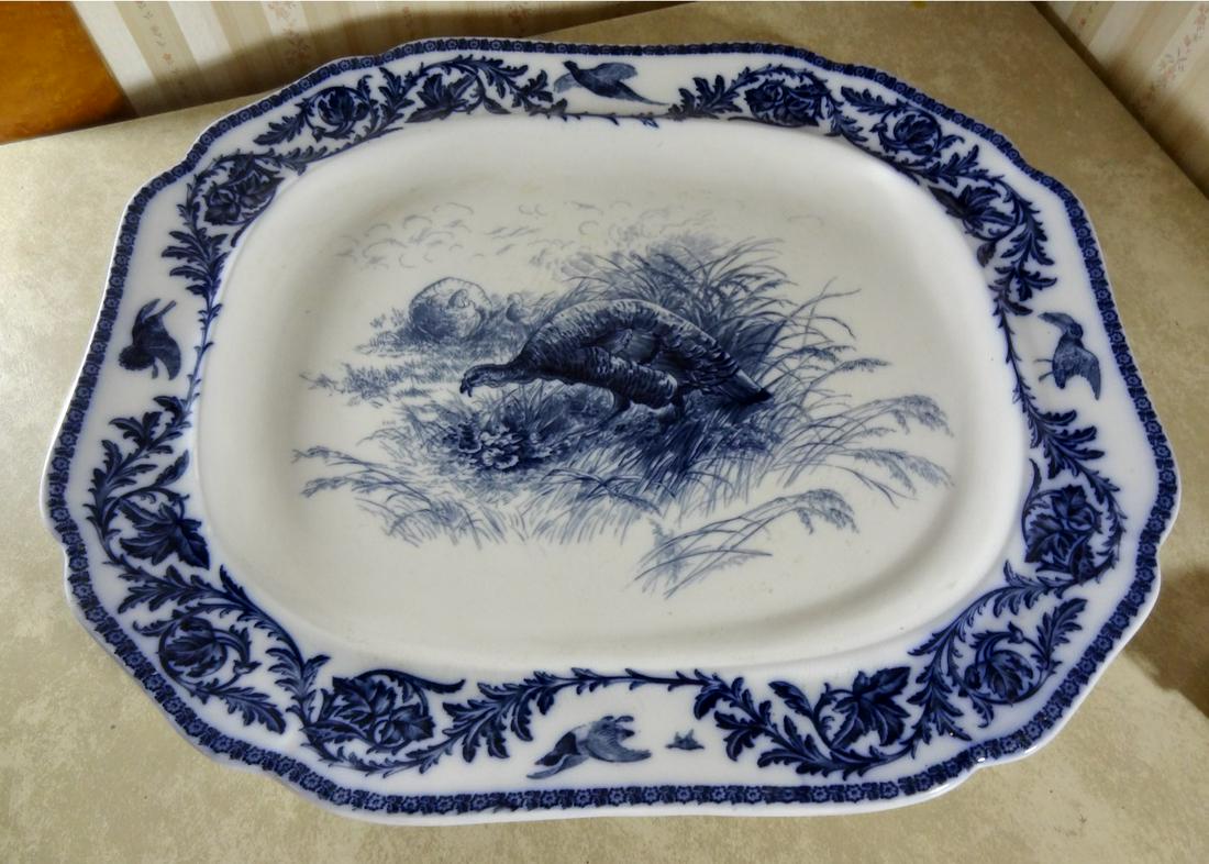 Very large flow blue turkey platter (1 of 3)