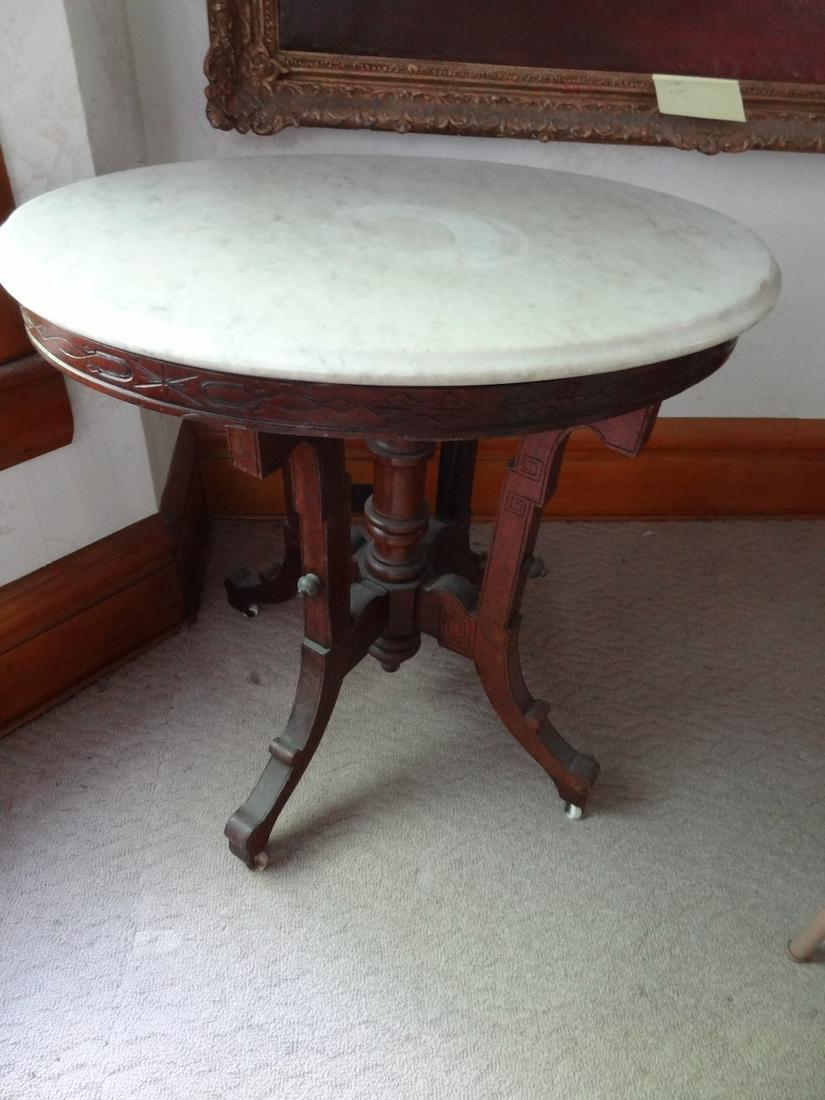 Victorian oval marble top table (1 of 2)