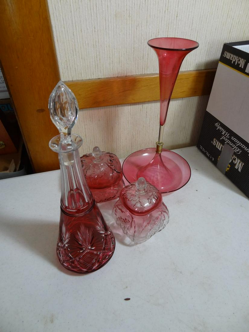4 pcs cranberry glass (1 of 1)