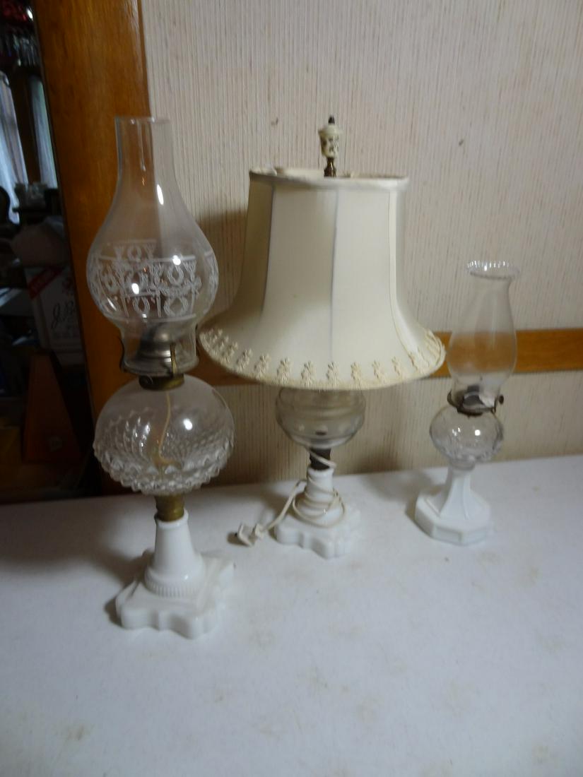 3 milkglass kerosene lamps (1 of 3)