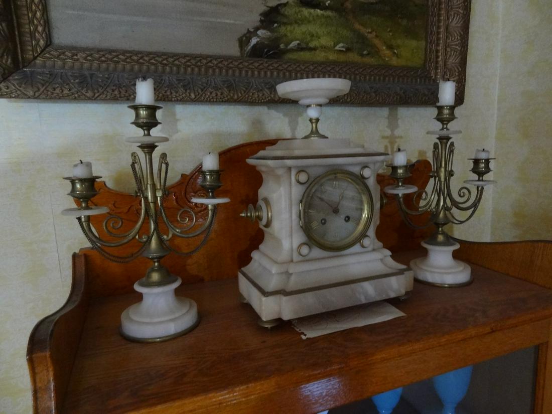 3 pc marble clock set (1 of 1)