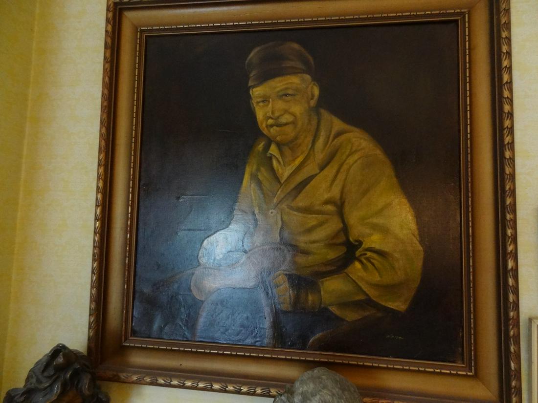 Singed Oil on Canvas by White: Subject; Cobbler 38" by 38"