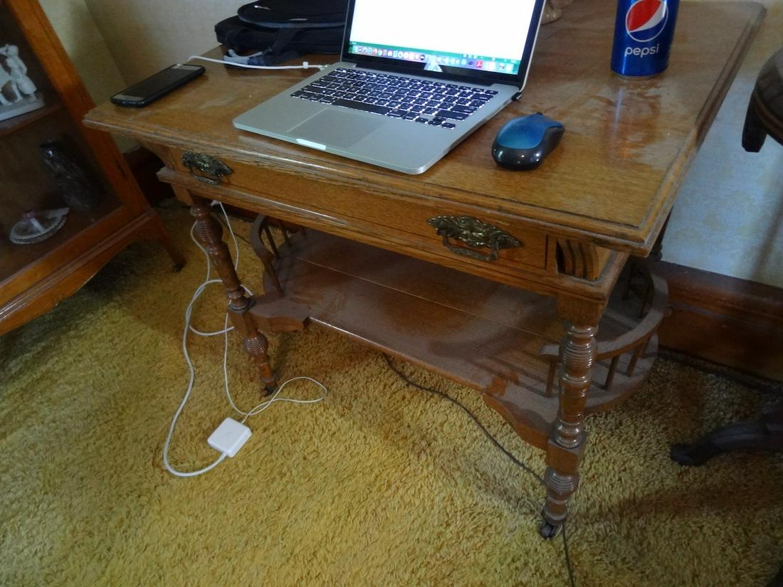 Ornate oak one drawer Table (1 of 3)