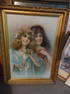 Framed Victorian print of two young girls