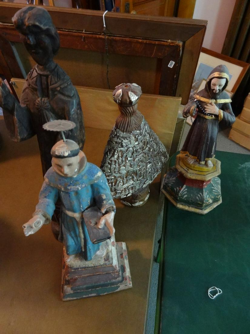 4 Mexican carved wood figures (1 of 3)