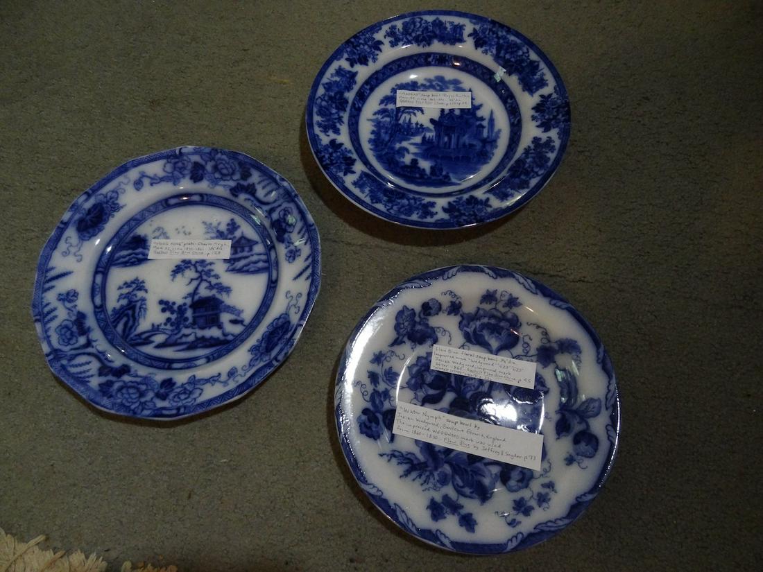 3 Flow Blue oriental plates (1 of 4)