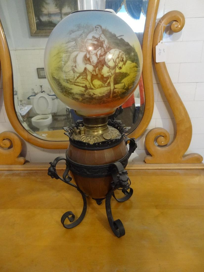 Ornate banquet lamp w/ arabian ball shade: 8" shade; 24" tall
