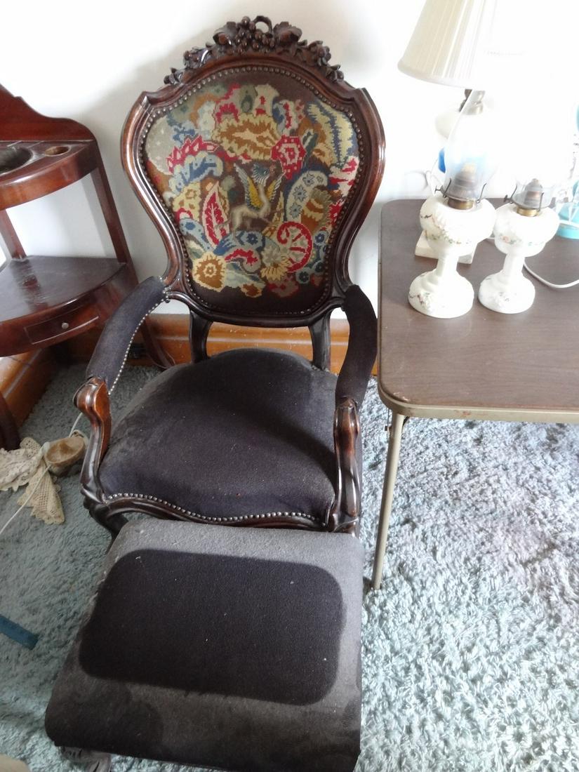 Victorian chair and ottoman (1 of 2)