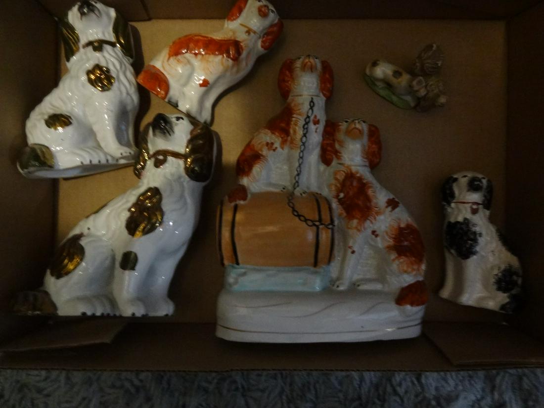 Box lot of early Staffordshire dogs (1 of 1)