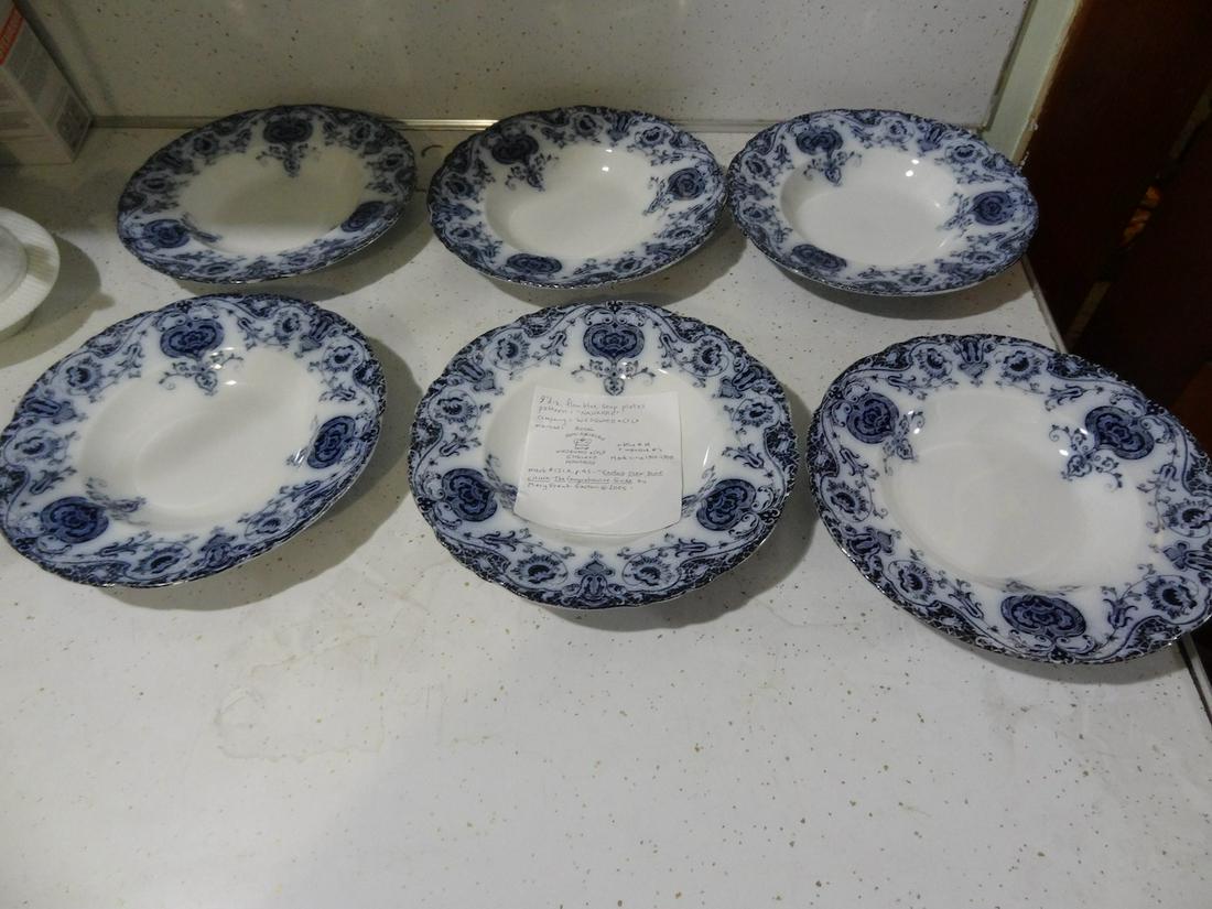 6 Flow Blue Navarre Wedgewood plates (1 of 3)