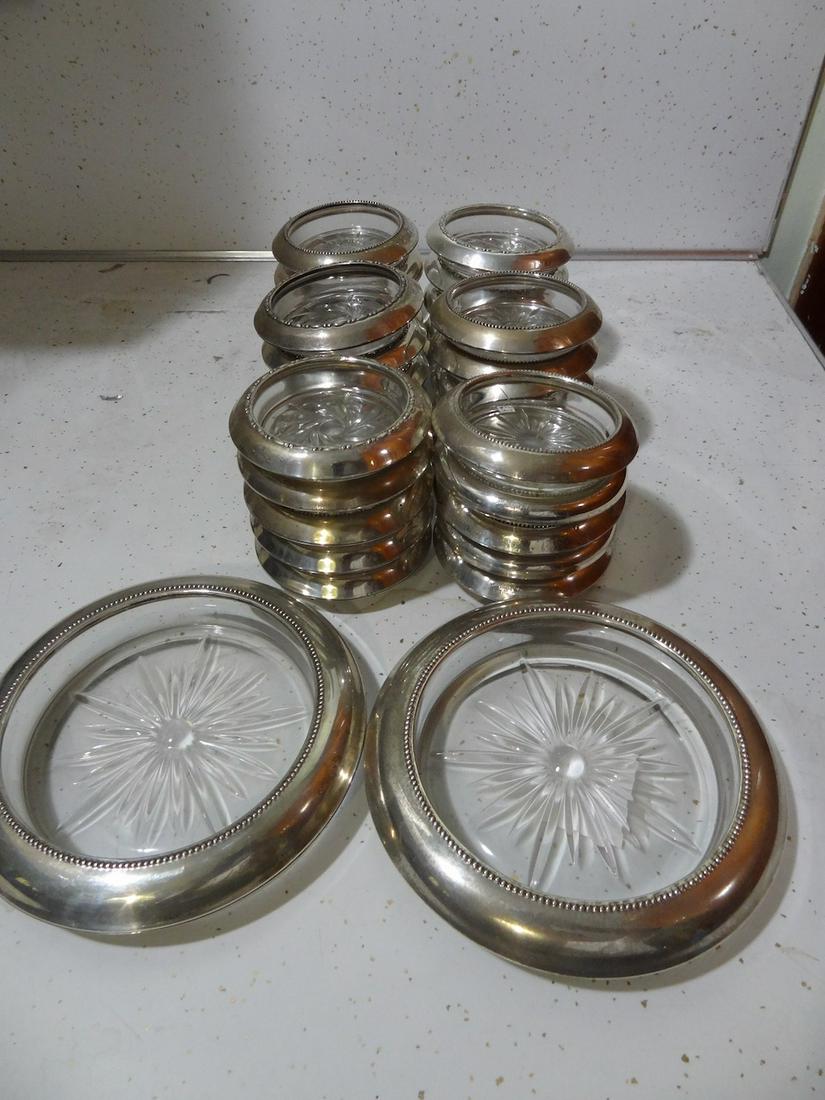 30 glass coasters with sterling rims (1 of 2)