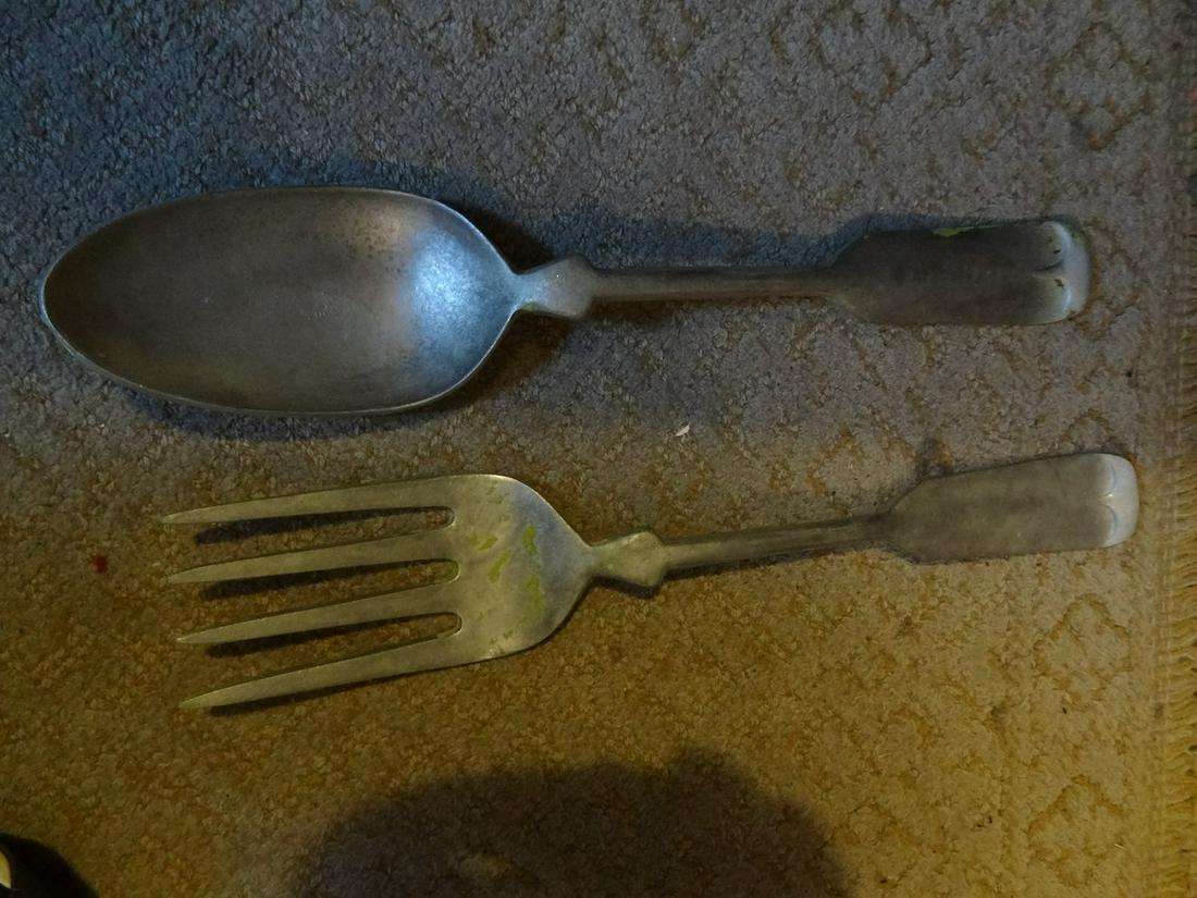 Old metal Store Display Spoon & Fork (1 of 1)
