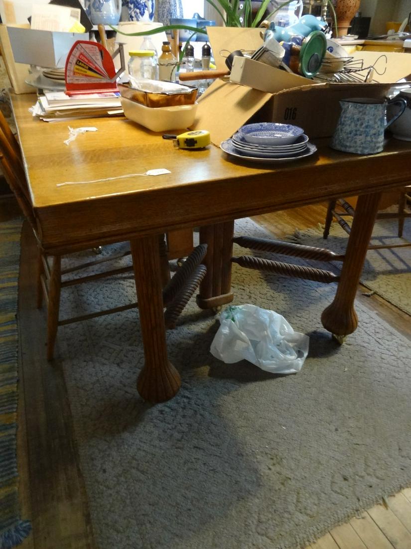 Square Oak Table w/ 4 matching chairs (1 of 3)