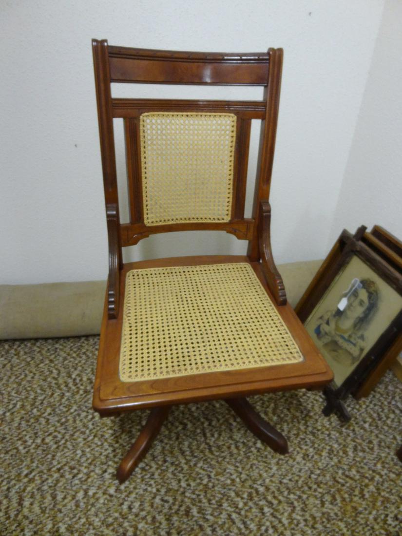 Solid cherry caned office chair: redone caning