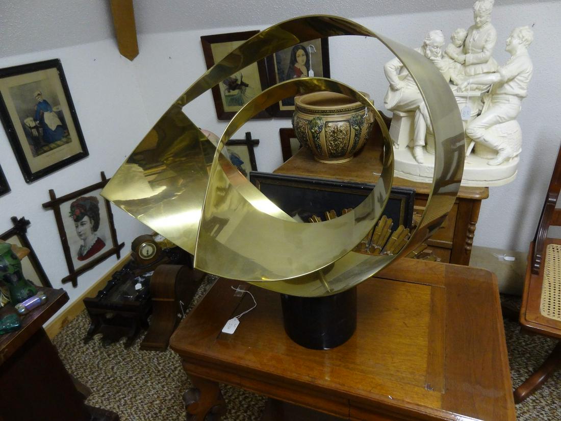 MCM ? Abstract sculpture of brass and marble (1 of 2)