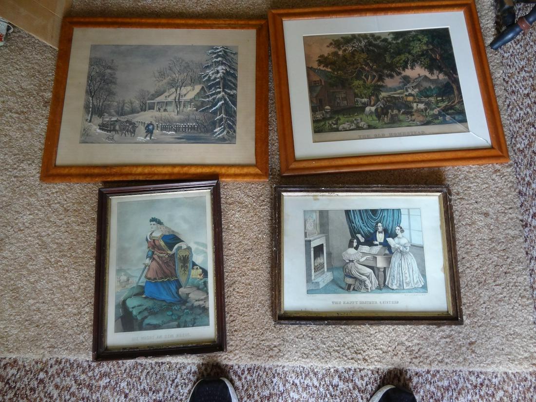 4 Currier & Ives framed lithos (1 of 3)