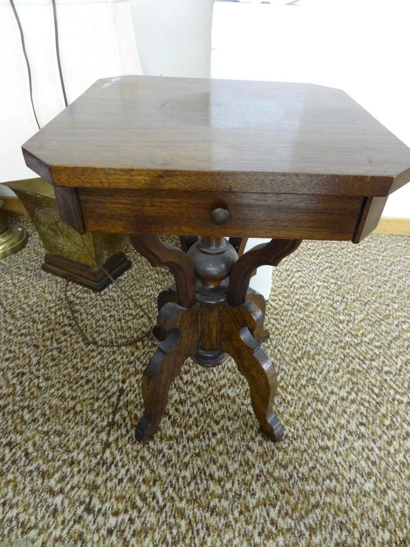 Victorian one Drawer stand: meas. 16" square by 23" tall