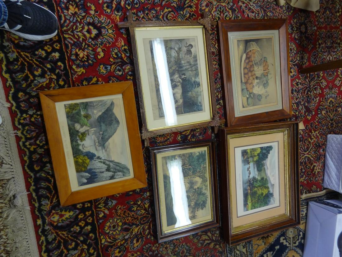 5 Currier & Ives framed Lithos (1 of 4)