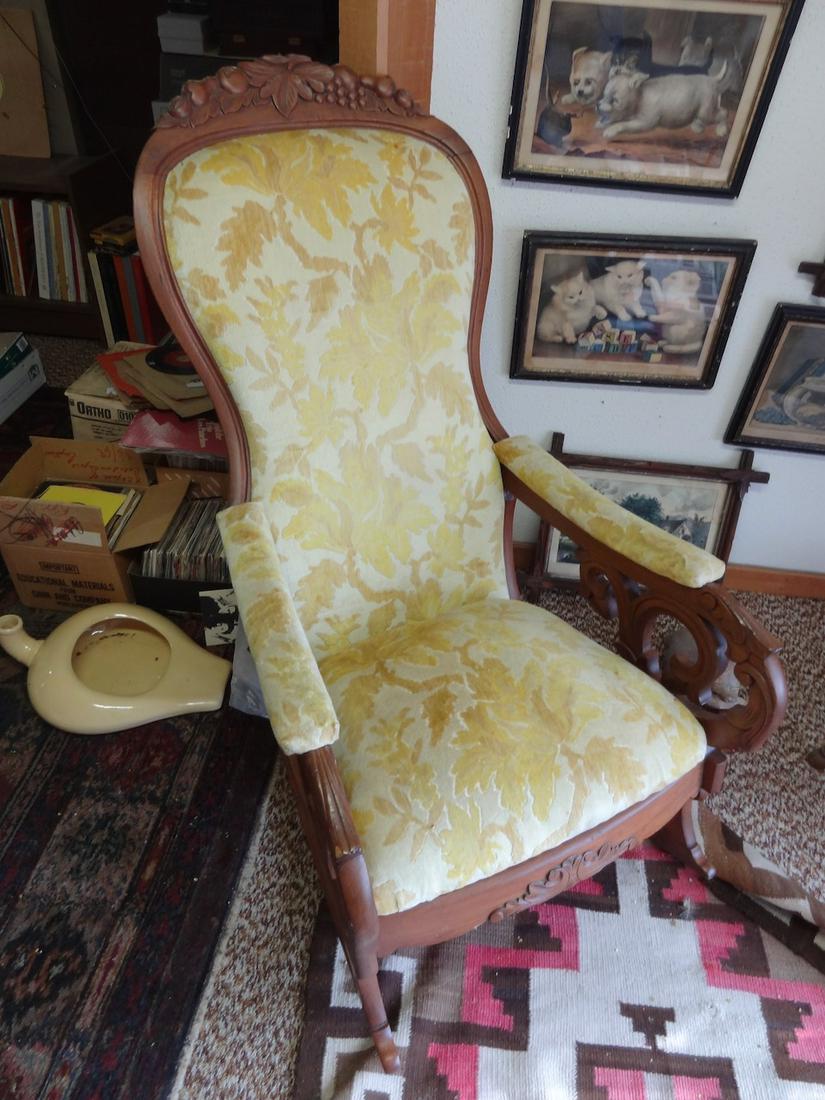 Victorian Carved walnut rocker (1 of 2)