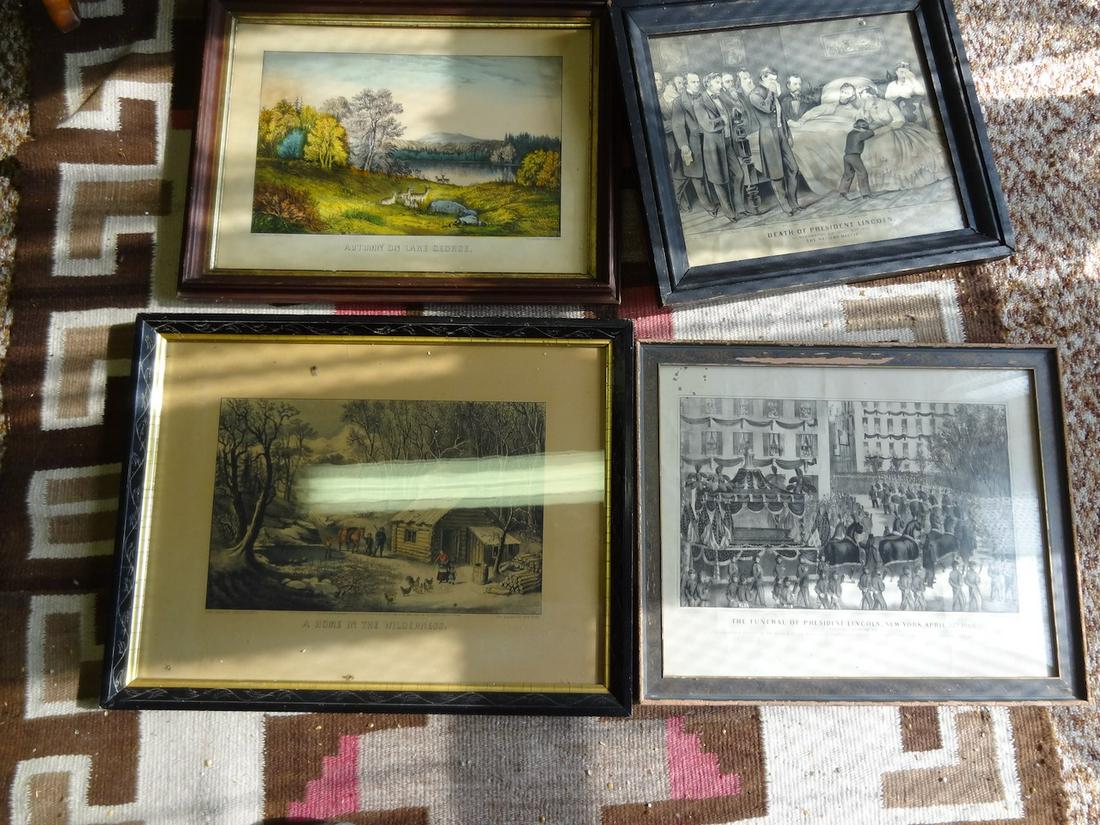 4 Currier & Ives framed lithos (1 of 3)