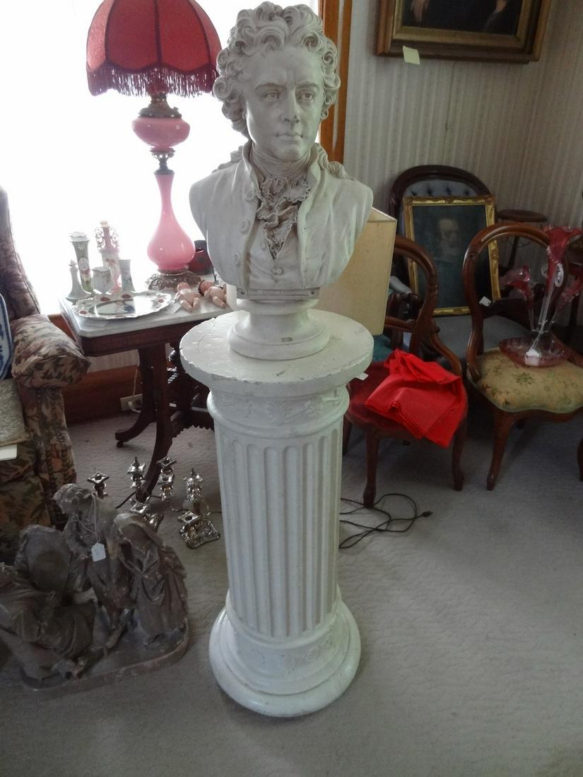 large plaster bust on petistal (1 of 7)