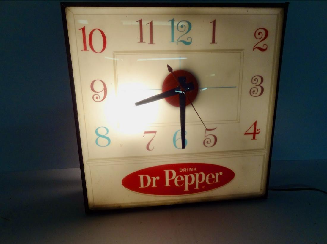 Light Up Doctor Pepper Advertising Clock: 16" X 16" in Size- Original Pam Clock Co.