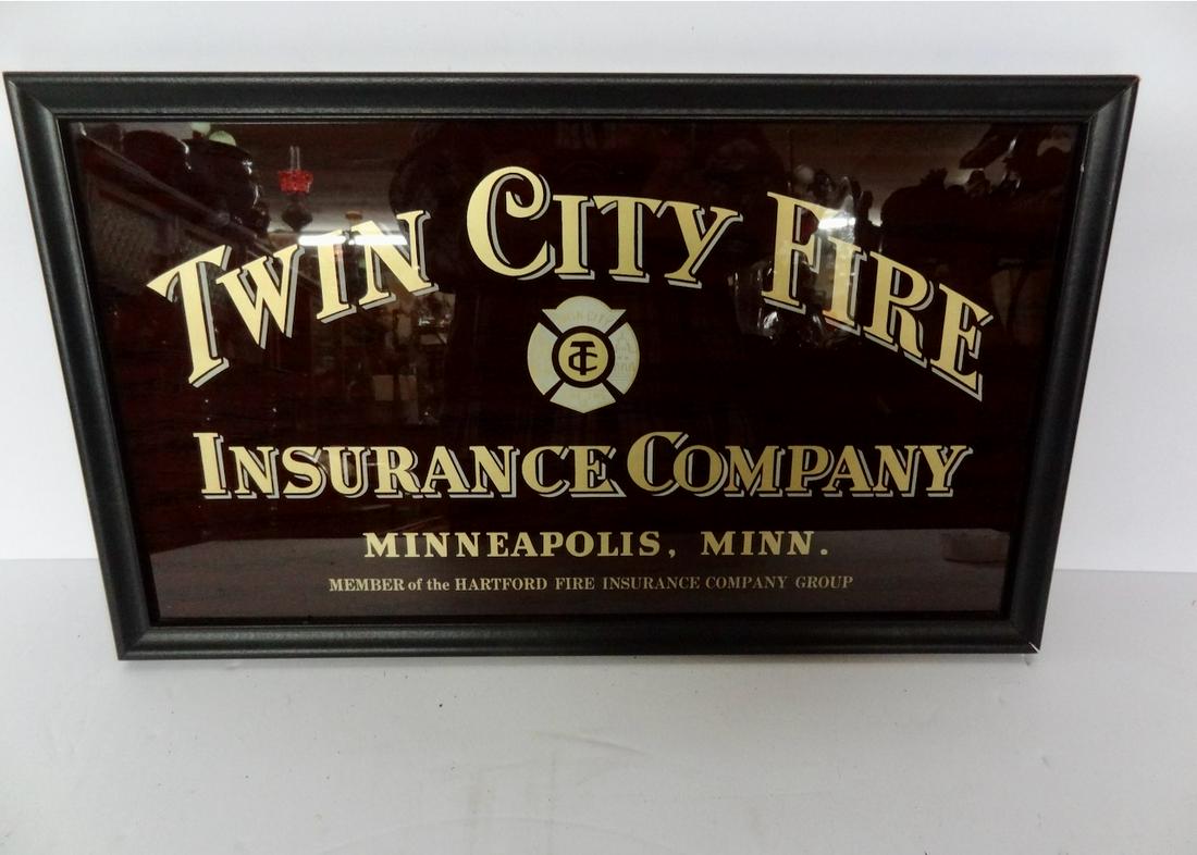 Twin City Fire Insurance Co. Frame Sign: Reverse Painted from Minneapolis, MN