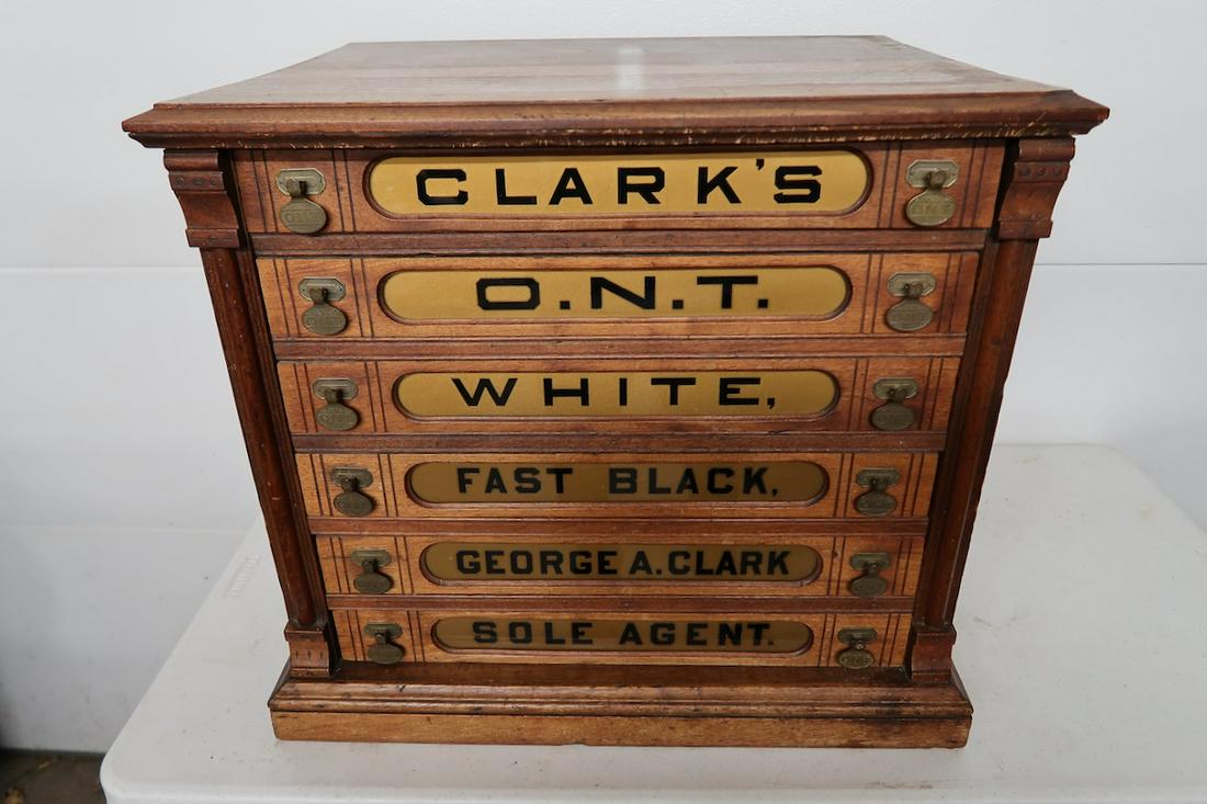 Clark's 6 Drawer Spool Cabinet: 24 1/2" Wide X 19" X 22 1/2" Tall