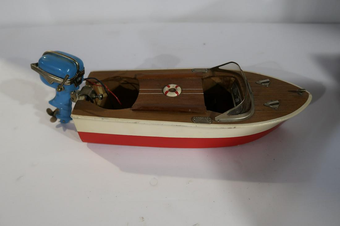 Small Wooden Speed Boat w/Electric Motor: 12" X 4" X 3" High