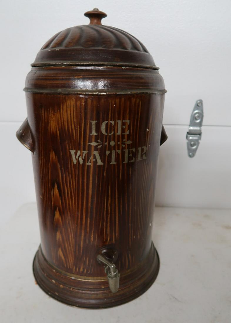 Early Counter Ice Water Cooler: 20" Tall X 12" Round- In Oriignal Grain Paint