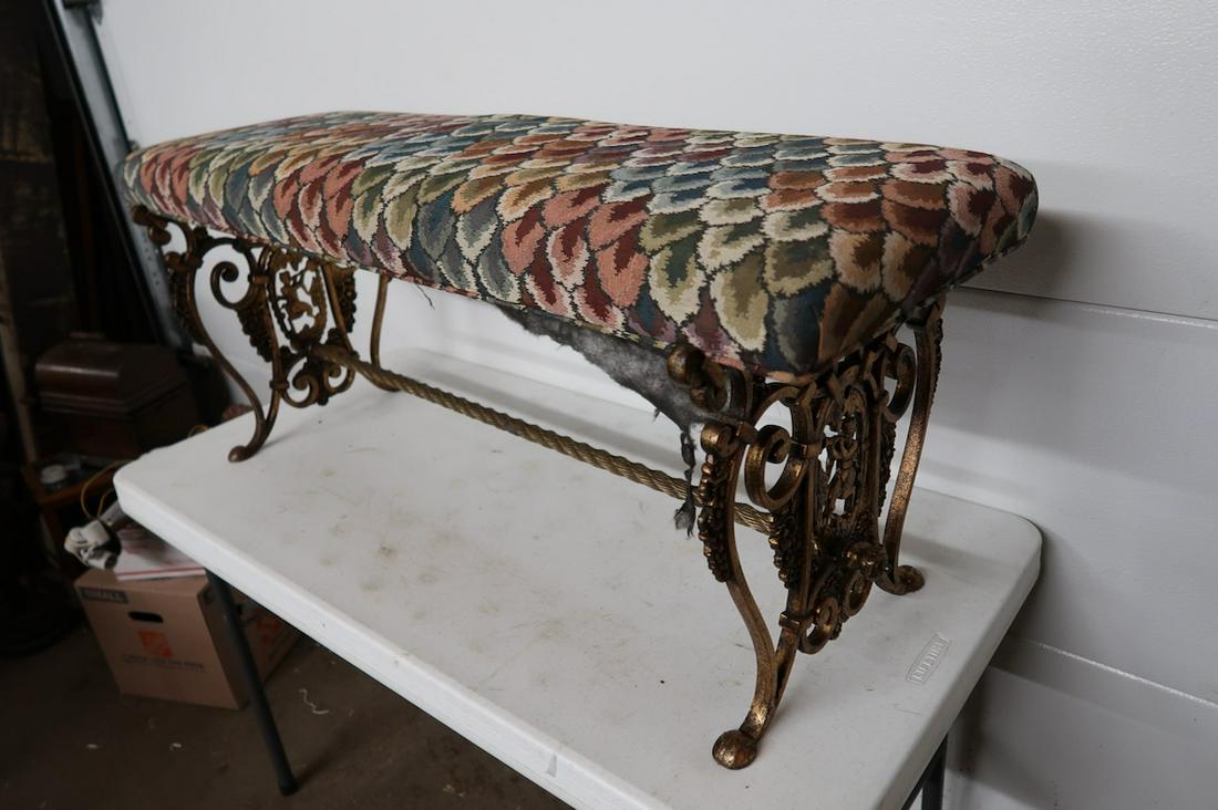 Ornate Iron Bench: 44" X 16" X 18" High- Great for Window or End of Bed Bed- With Upholstered Seat