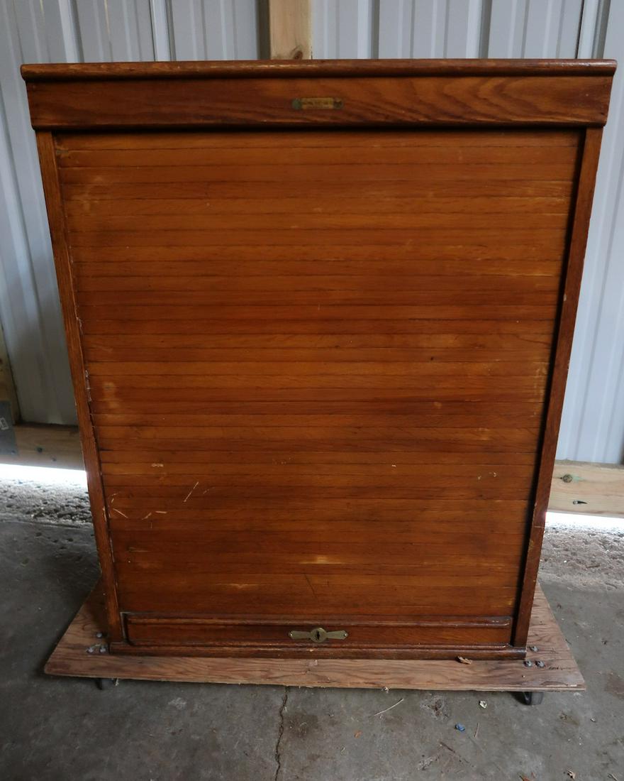 National Ticket Co. Railroad Rollup Oak Case: 36" Tall X 28" X 14" Deep