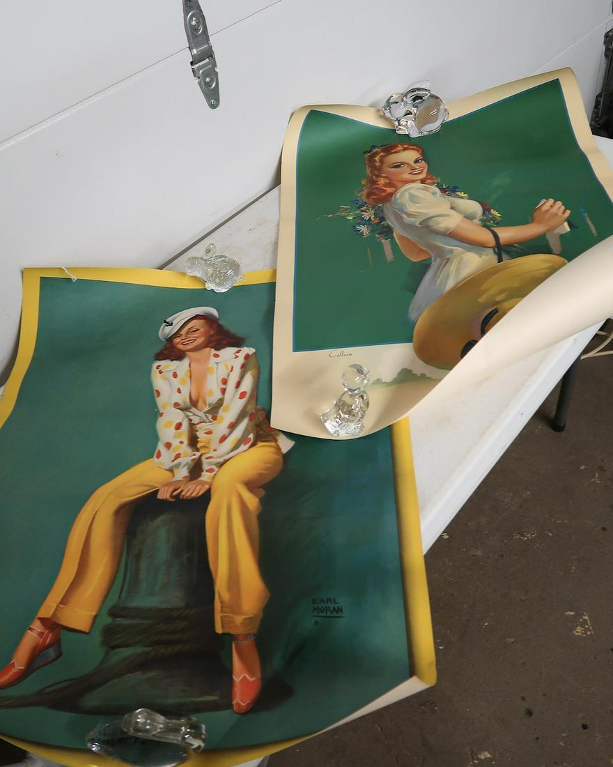 2 Roll Up Earl Moran Prints: 22" X 26"