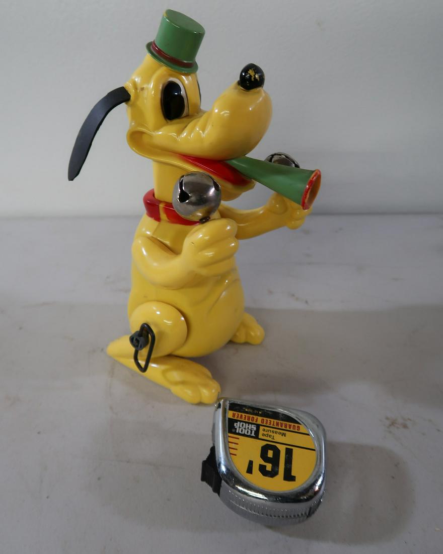 Large Walt Disney Plastic Pluto: Wind Up Toy- 11" Tall X 5" Deep