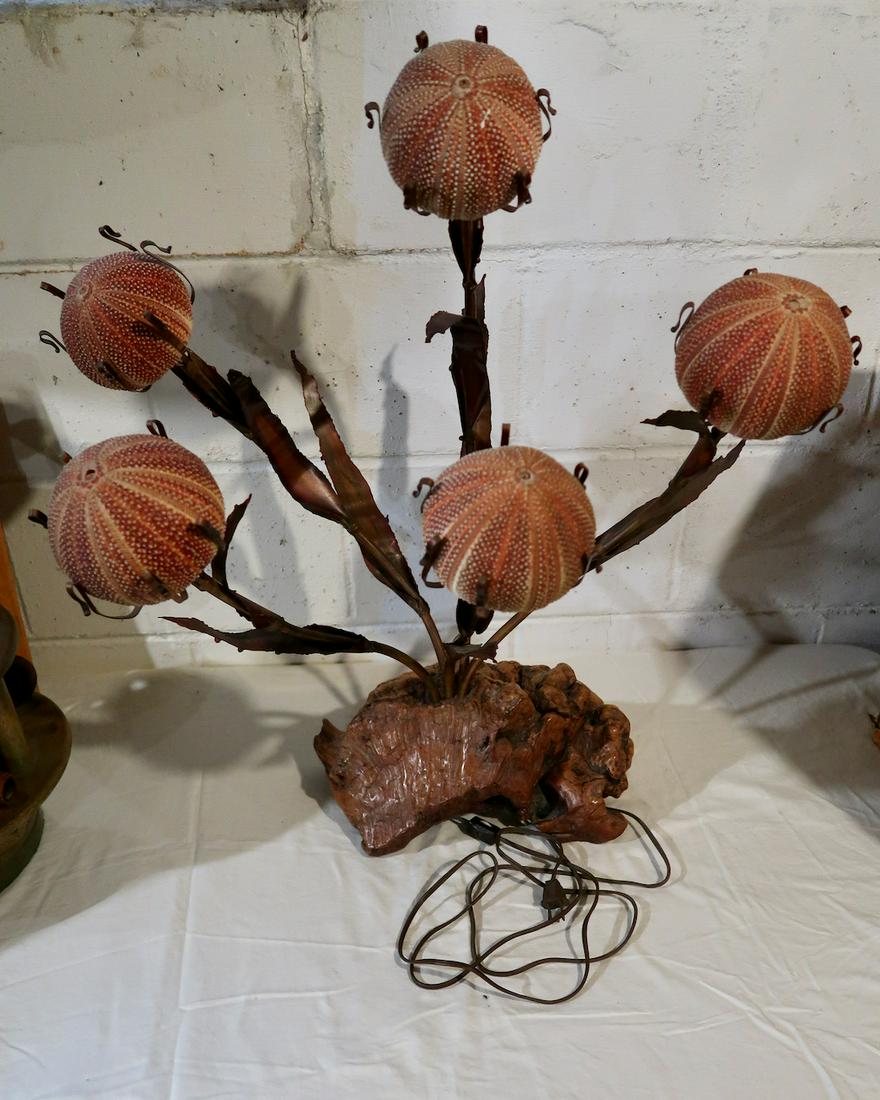 Mid Century Curtis-Jere Sea Urchin: 5 Light Table Lamp- 27" Tall X 24" Wide