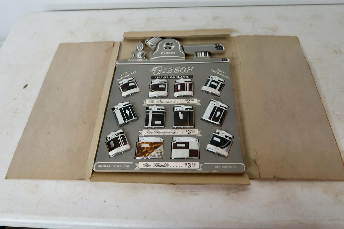 Rare Gibson Lighter Store Display in NOS: 11" X 15" Tall with All of Its Real Lighters