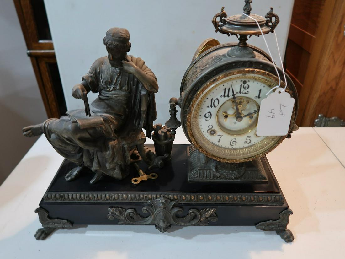 Figural Open Escapement Ansonia Mantel Clock w/key and Pendulum (1 of 4)