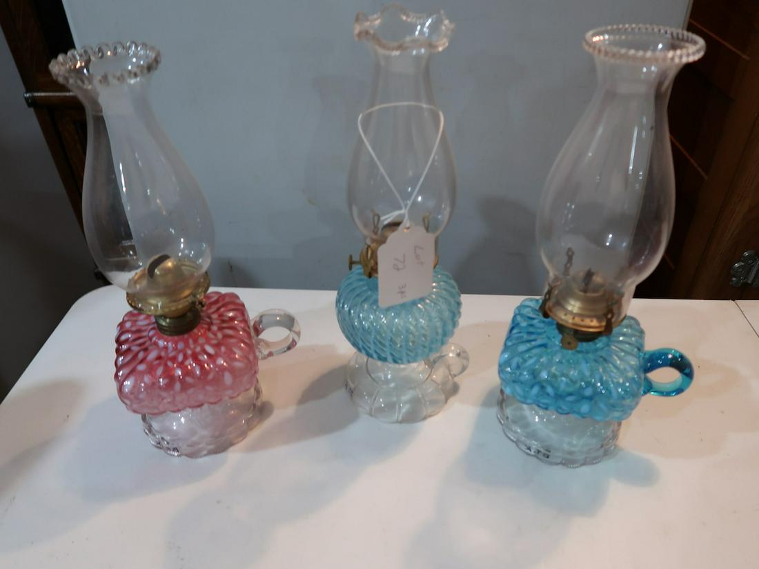 3 Hobnail Snowflake Finger Kerosene Lamps (1 of 5)