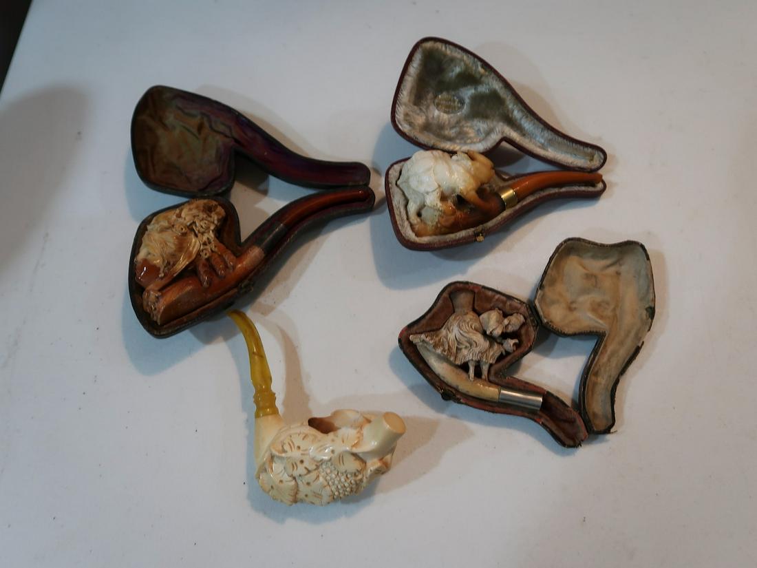 4 Highly Carved Meerschaum Pipes (1 of 5)