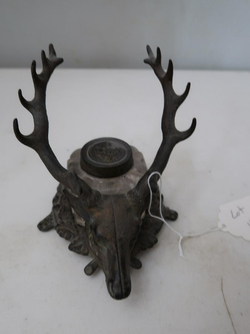 Cast Iron Deer Ink Well: 6" Tall 6" Wide