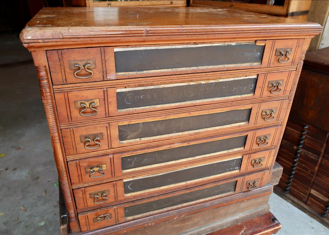 J & P Coate's Walnut 6 Drawer Spool Cabinet (1 of 3)