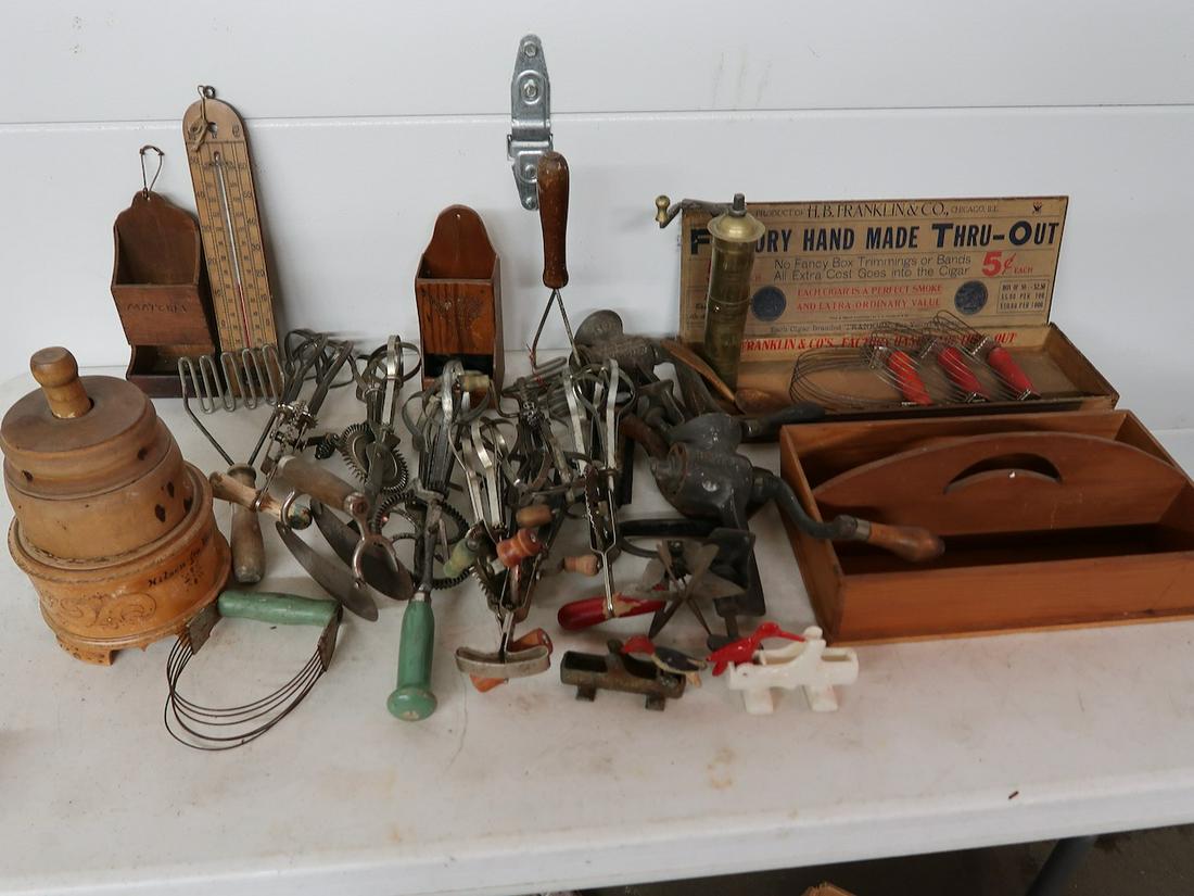 Table Full of Old Kitchen Items (1 of 6)