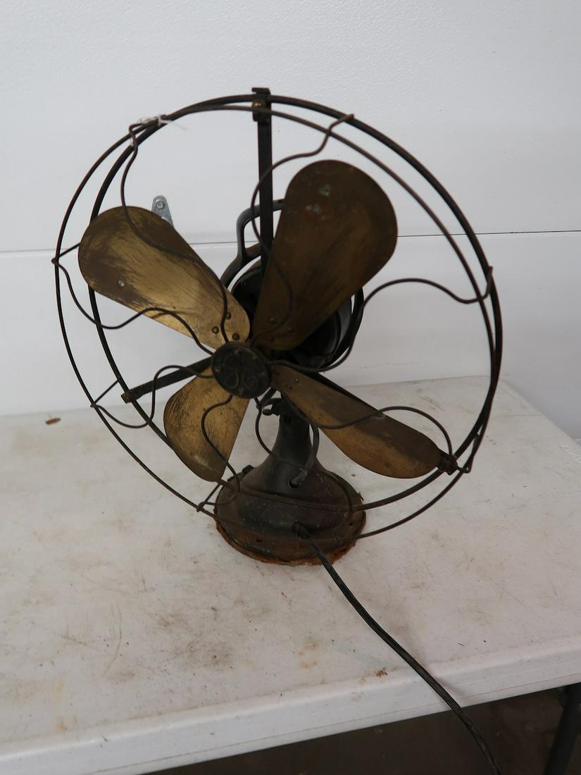 Large GE Oscillating Cast Iron & Brass Fan (1 of 3)