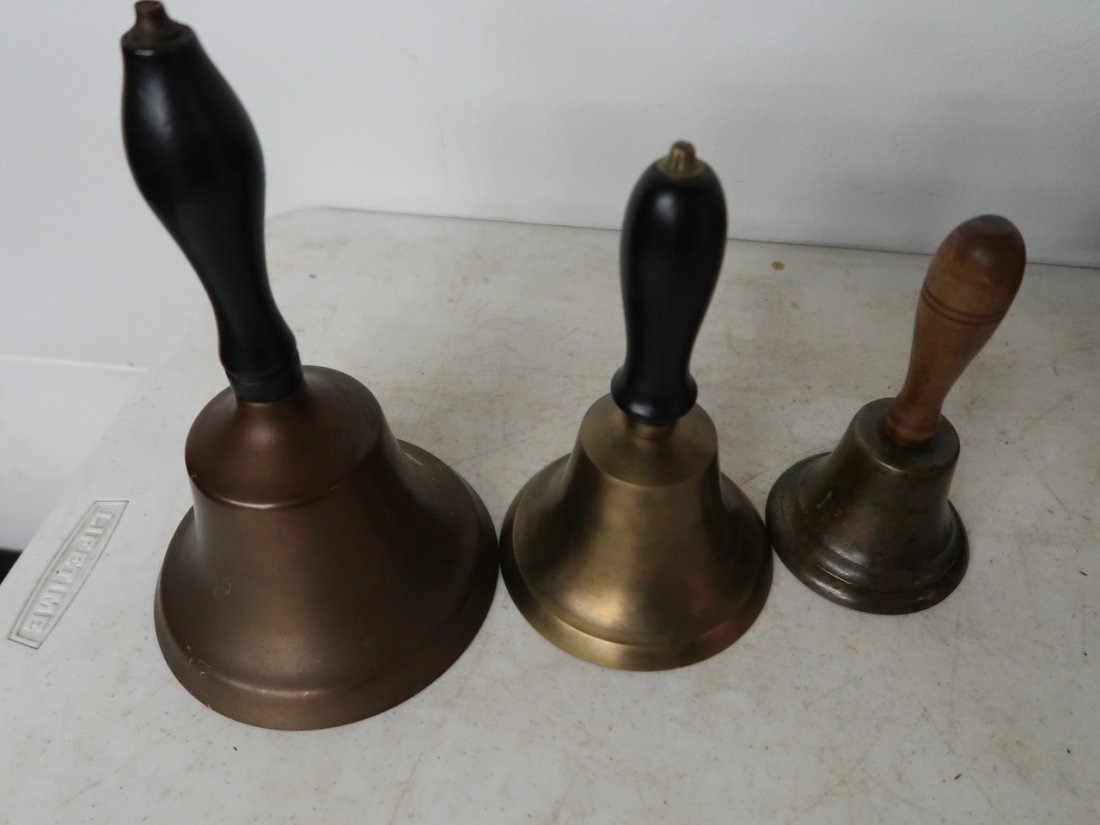 3 Graduated Brass School Bells (1 of 3)