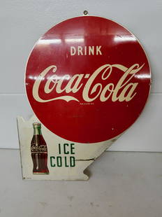 Drink Coca Cola Glange Double Sided Sign: Sign dated 1953, measures 18" x 22"