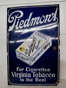 Large Piedmont Percelain Advertising Sign: 46" Tall x 30" Wide