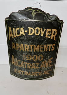 Early Corner Bldg Sign from Alca Dover Apt's: 1900 Alcatraz Ave, 19" x 26" x 7" Deep